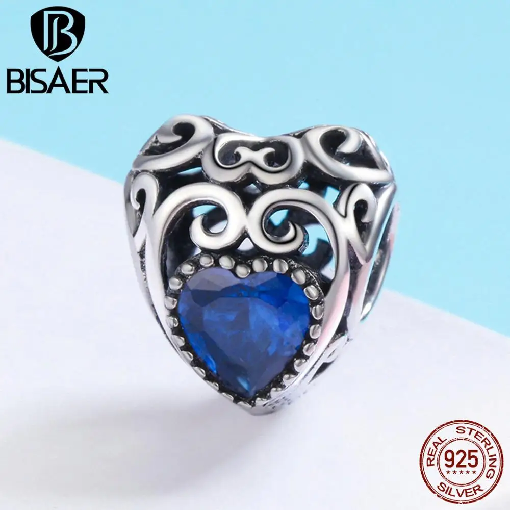 BISAER, 925 пробы, серебро, камень по месяцу рождения, перлы, Сияющие капли, Розовый CZ Кристалл, бусины, шарм, подходит для серебра 925, браслет, изготовление ювелирных изделий
