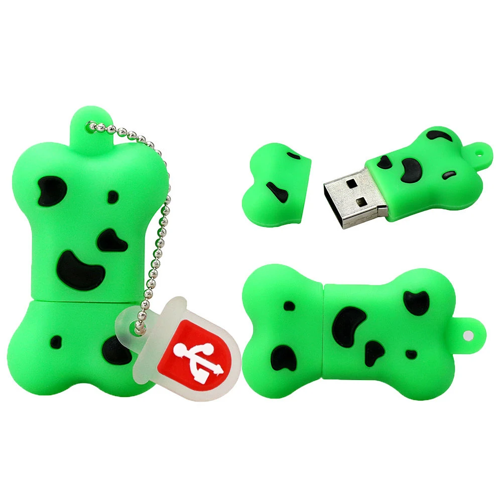 USB флеш-накопители Dog Bone, реальная емкость 8 ГБ, 16 ГБ, 32 ГБ, 64 ГБ, 128 ГБ, 256 ГБ, флеш-накопитель, мультяшная мини USB карта памяти, флешка - Цвет: Зеленый