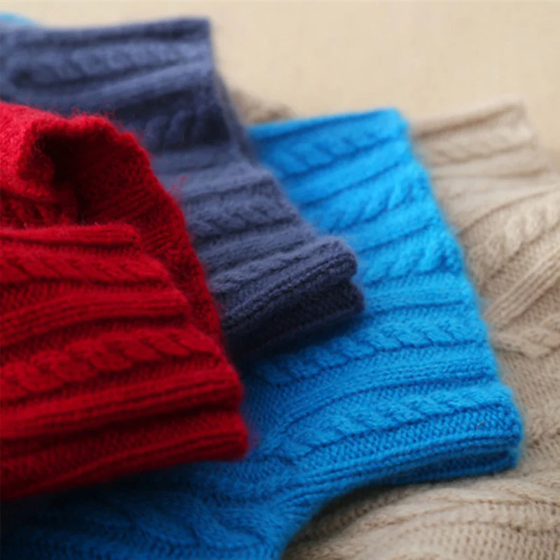 Зимний вязаный женский пуловер с высоким воротом свитер длинным рукавом