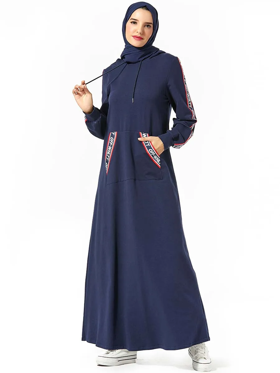 

BNSQ Hooded Sweater Maxi Dress Dubai Abaya For Women Hijab Evening Dress Arabic Caftan Morocain Kaftan Djelaba Femme Muslim