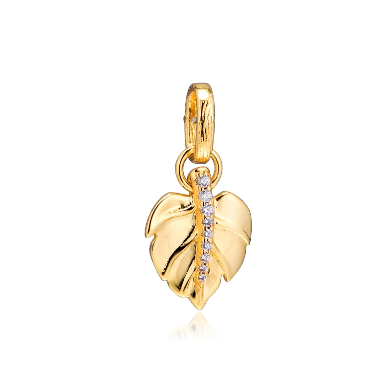 

Silver 925 Original Shining Leaf Pendant Charm Fit Bracelets Sterling Silver Charms Beads for Jewelry Making DIY Kralen