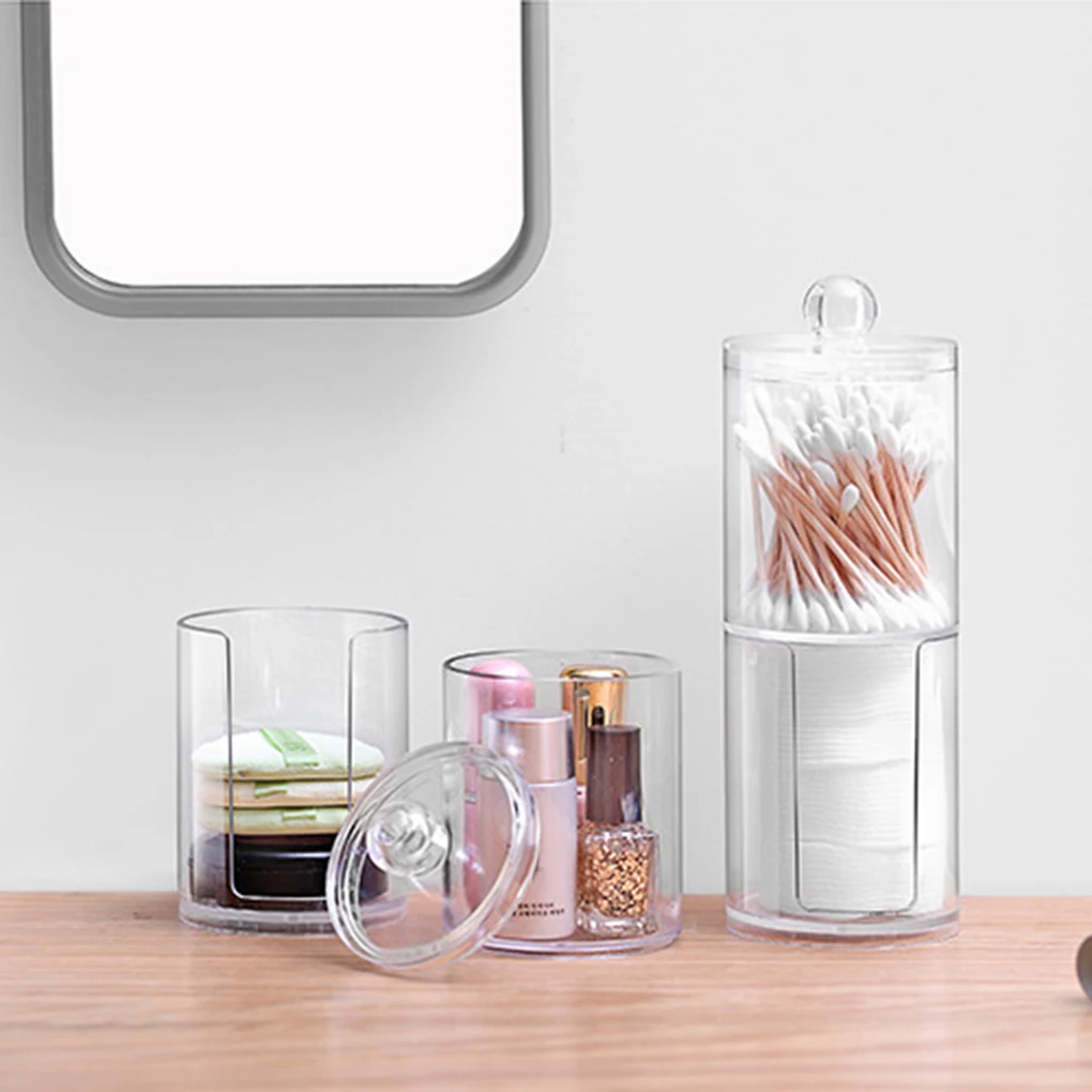 

Plastic round swab storage box Clear swab holder Cotton swab dispenser Toothpick storage box,Makeup organizer Toothpick storage
