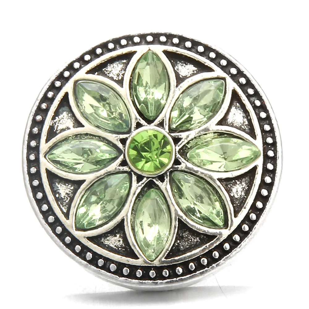 

20pcs Snap Button Jewelry DIY Crystal rhinestonel Flower 18mm Metal Snap Buttons Fit Snap Bracelet Bangle