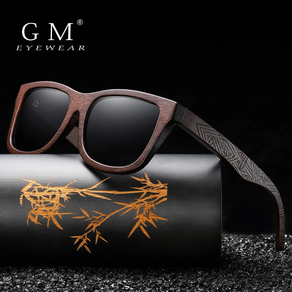 جنرال موتورز الطبيعية نظارات شمسية خشبية من الخيرزان اليدوية الاستقطاب مرآة طلاء العدسات نظارات مع صندوق هدية