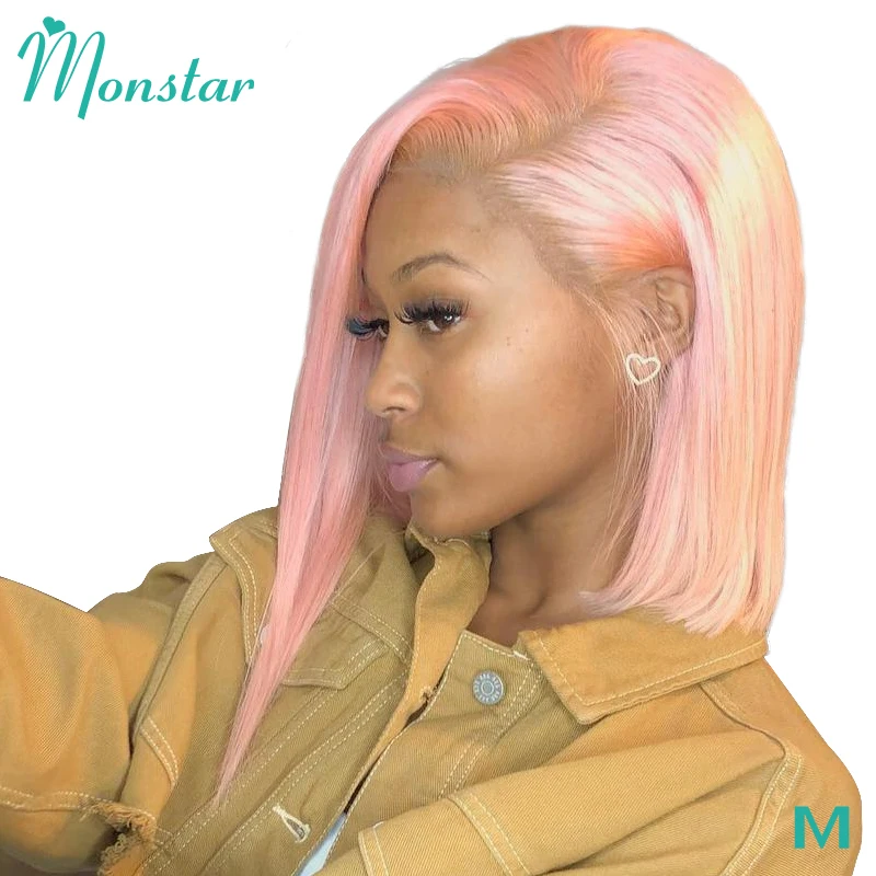 Monstar розовый парик из человеческих волос перуанские прямые волосы Remy 99j Бургундия