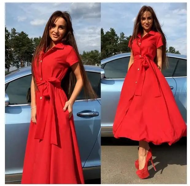 Женское винтажное платье с высокой талией розовое повседневное длинное