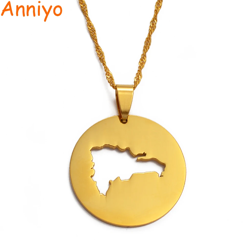 Anniyo, ожерелья с кулоном в виде карты в доманаке для женщин/мужчин, золотые ювелирные изделия, карта домики, патриотические подарки#016321