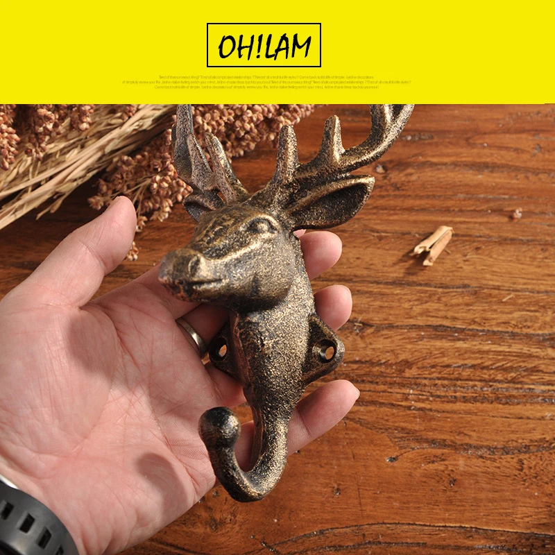 Настенный держатель для ключей в виде головы оленя из чугуна | Строительство и