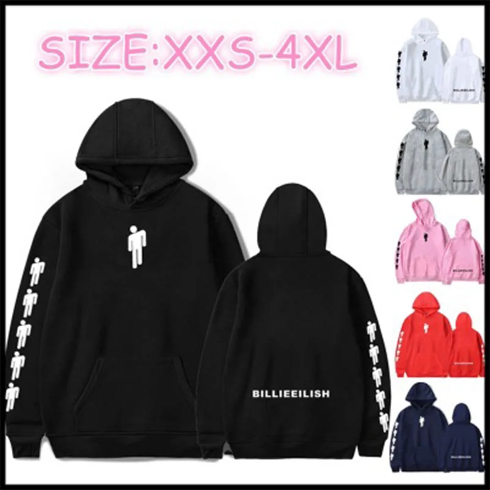 Billie Eilish Толстовка Мужская Черная Толстовка пара Billie Eilish Толстовка простая сохраняющая тепло Женская толстовка одежда