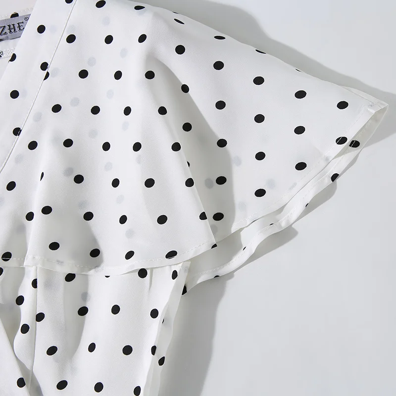 

New Elegant Vintage Women Dot Bow Slim Tunic Short Sleeve Midi Dress Lady Evening Party Dresses Clothing Summer Sundress