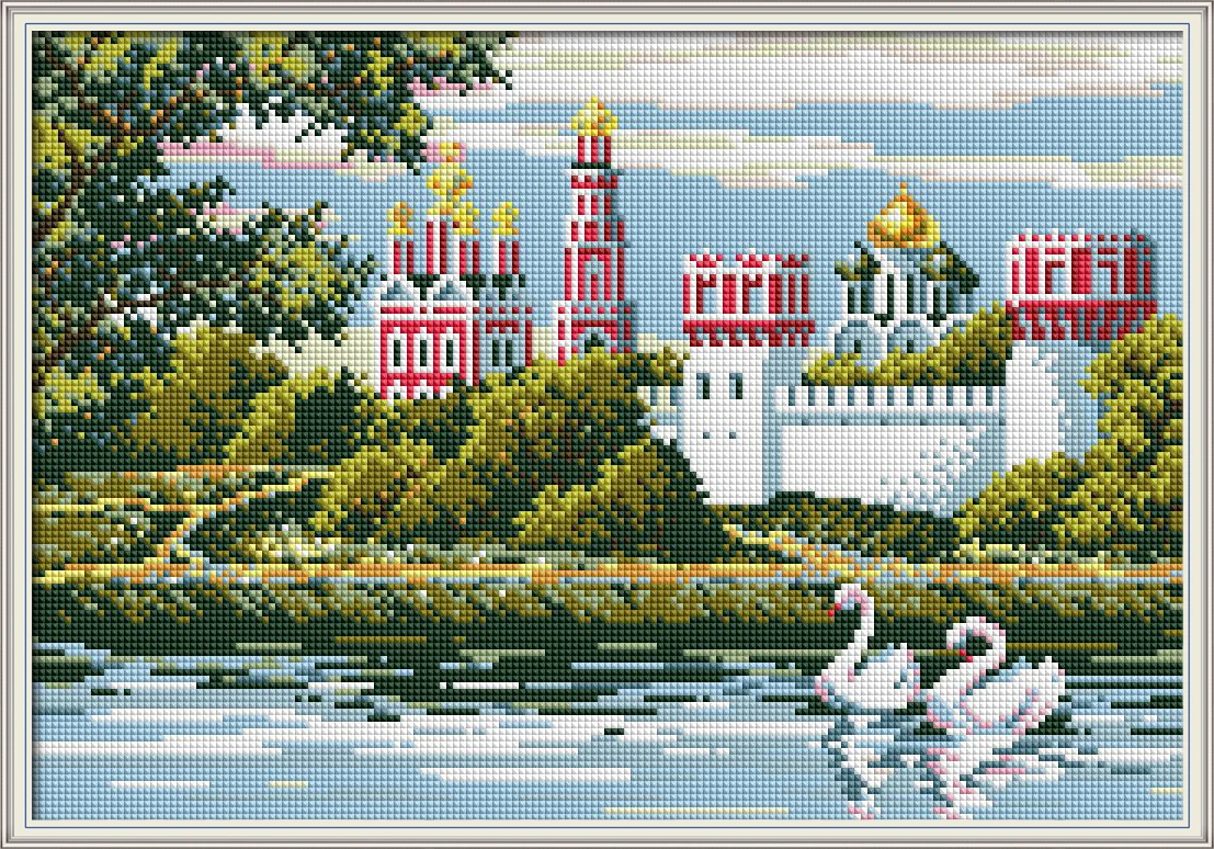 Алмазная картина Лебединое озеро 1 Стразы алмазная вышивка сделай сам мозаика