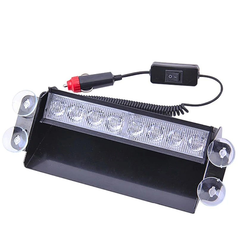 

8 LED White Emergency Vehicle Car Strobe Flash Light Dash Warning Hot Sell