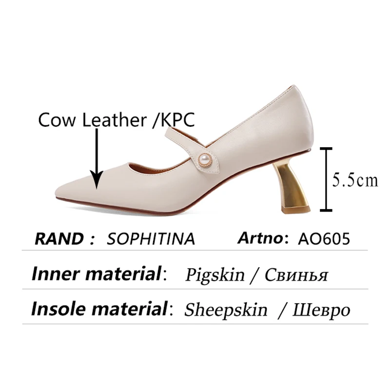 

SOPHITINA Fashion Mature Women's High Heels Pointed Pearl Ladies Shoes Daily Dating Spring Hot Selling Pumps Female Shoes AO605