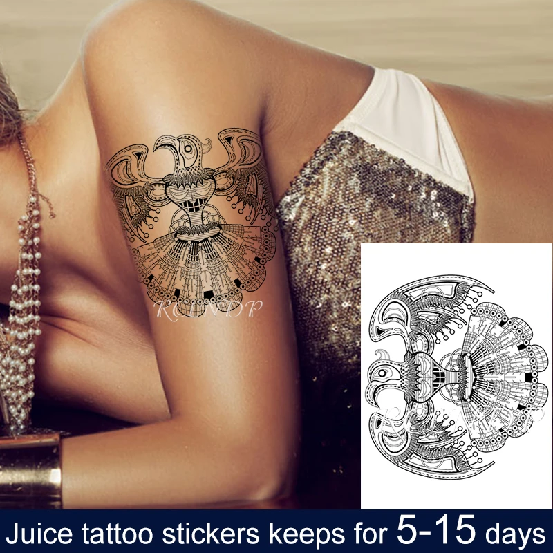 

Водостойкая Временная тату-наклейка с чернилами для сока, птица, тотем, перо, крылья, Фруктовый гель, стойкая тату-арт для мужчин, женщин, муж...