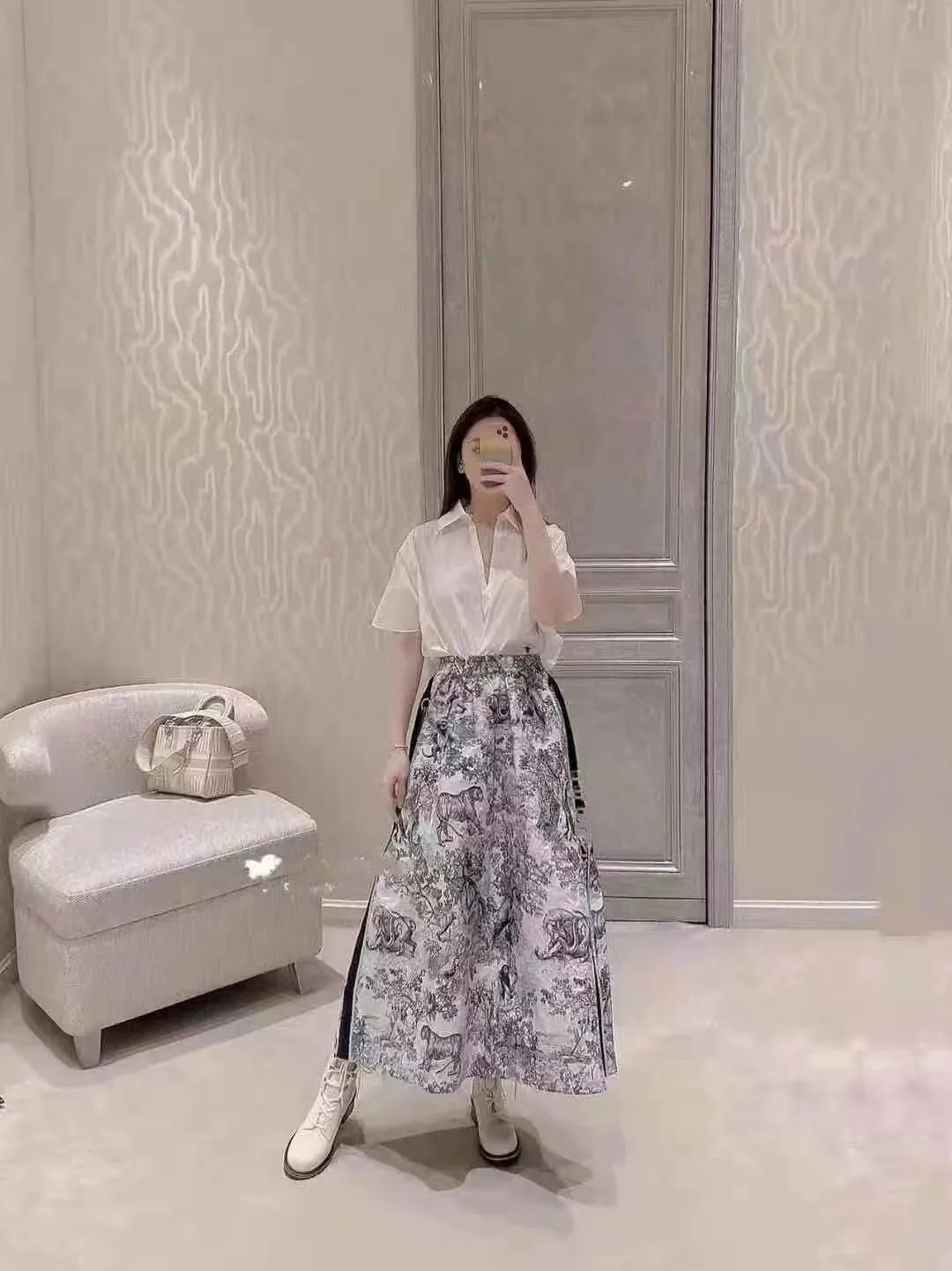 

High Quality Luxury Summer Sexy Women New Style New Zipper Pocket Side Letter Animal Fashion Print High Waist Skirt