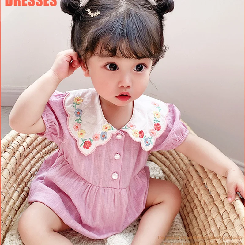 Idea baby girls' New Summer Triangle creeping suit one piece newborn cool short sleeve bag fart clothes