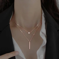 square flashing round double necklace woman clavicle niche cold wind simple necklaces party gift