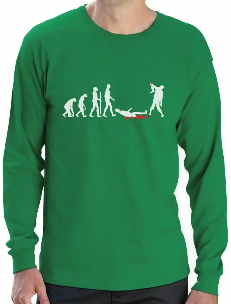 Забавная футболка с длинными рукавами для Хэллоуина изображением зомби | Мужская