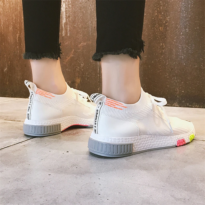 Qweff/Новинка года; женские кроссовки из трикотажной ткани; Basket Femme; дизайнерская дышащая повседневная обувь; tenis feminino; цвет белый, AC-72 - Цвет: Белый