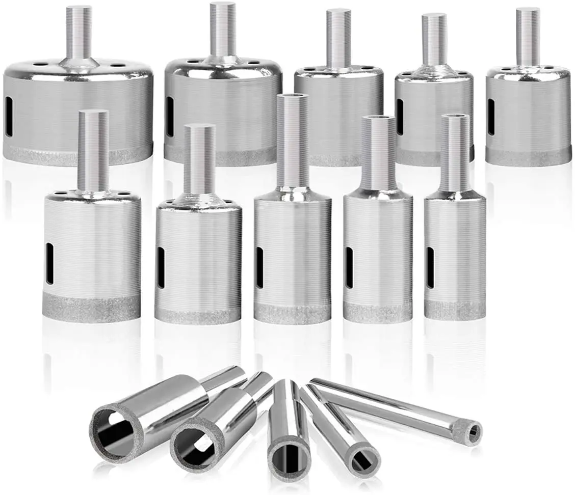 

15pcs 6-50mm Diamond Hole Saw Drill Bits Set Glass Drill Bit Extractor Remover Tools for Porcelain Ceramic Tile (1/4"-2")