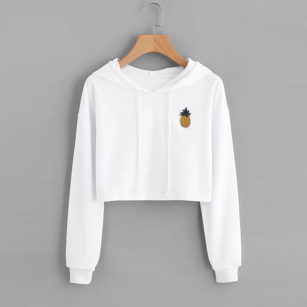 Женская толстовка с аппликацией ананасов капюшоном свитшот Pinapple пуловер длинным