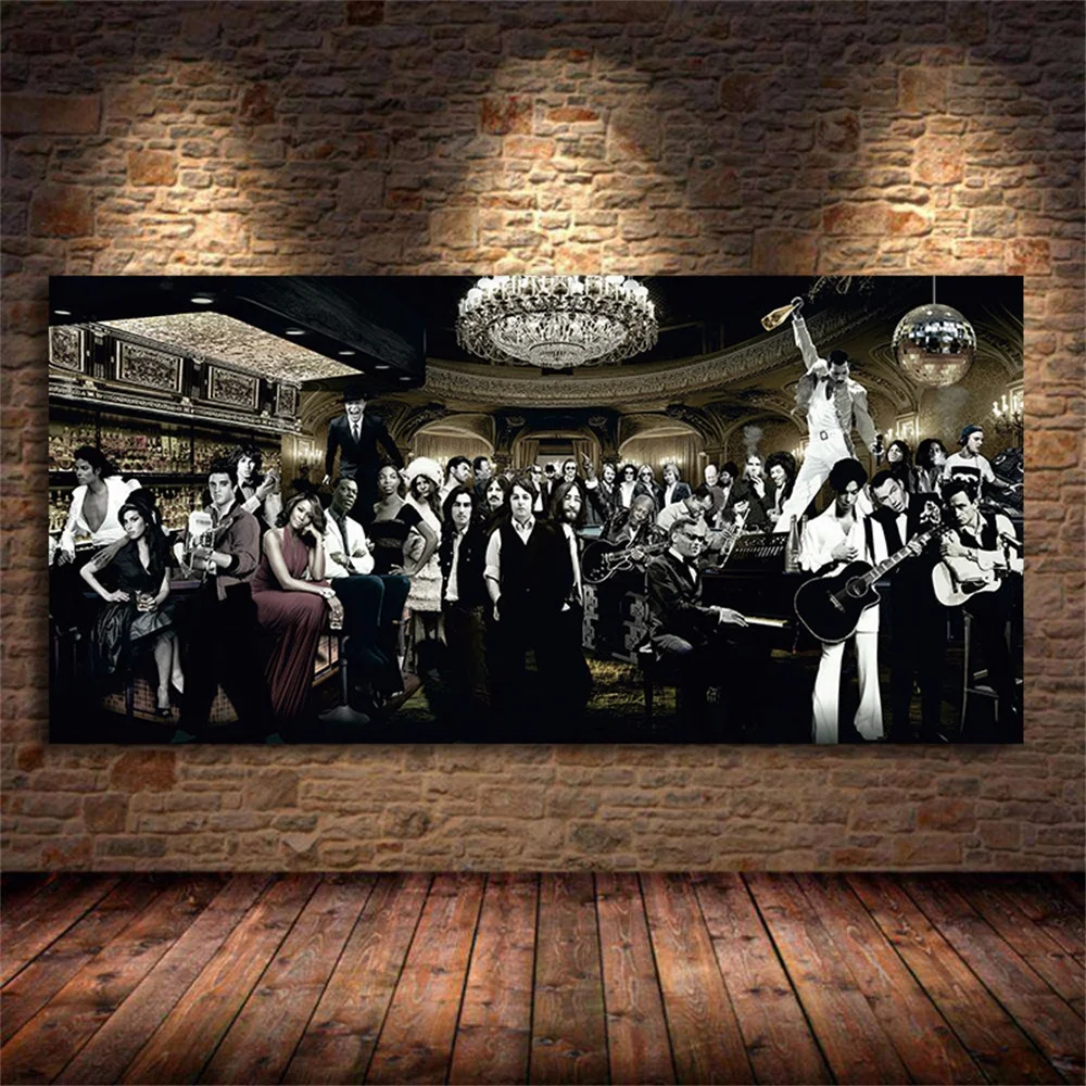 

Music Singer Star Gathering Large picture Canvas Painting Wall Art Posters and Prints For Bedroom Living room Home Decor