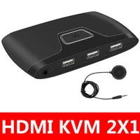4k kvm switch hdmi 2x1 usb 2 0 switcher with extender controller for laptop 2 or 1 pcs share mouse keyboard monitor printer