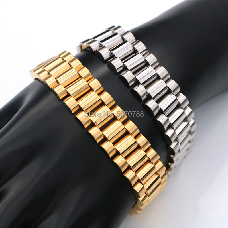 

Hip Hop Stock Jewelry High Quality Stainless Steel Gold Bracelet for Men