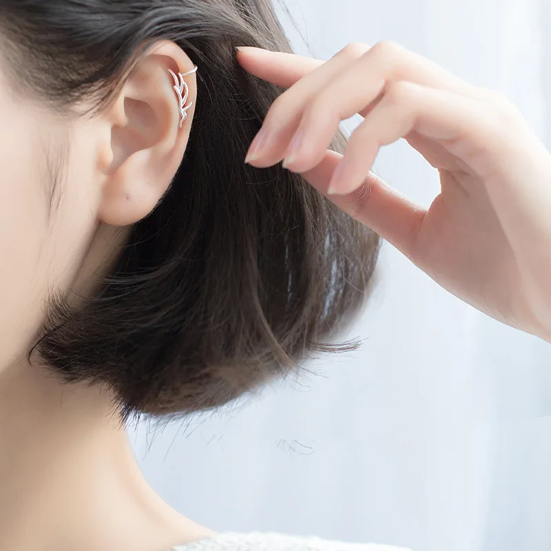 Trusta 100% стерлингового серебра 925 пробы Полые Листья уха клипсы для женщин и