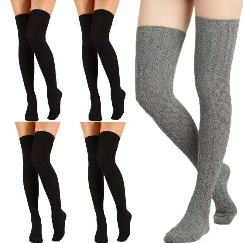 Лидер продаж женские чулки выше колена модные пикантные теплые длинные вязаные