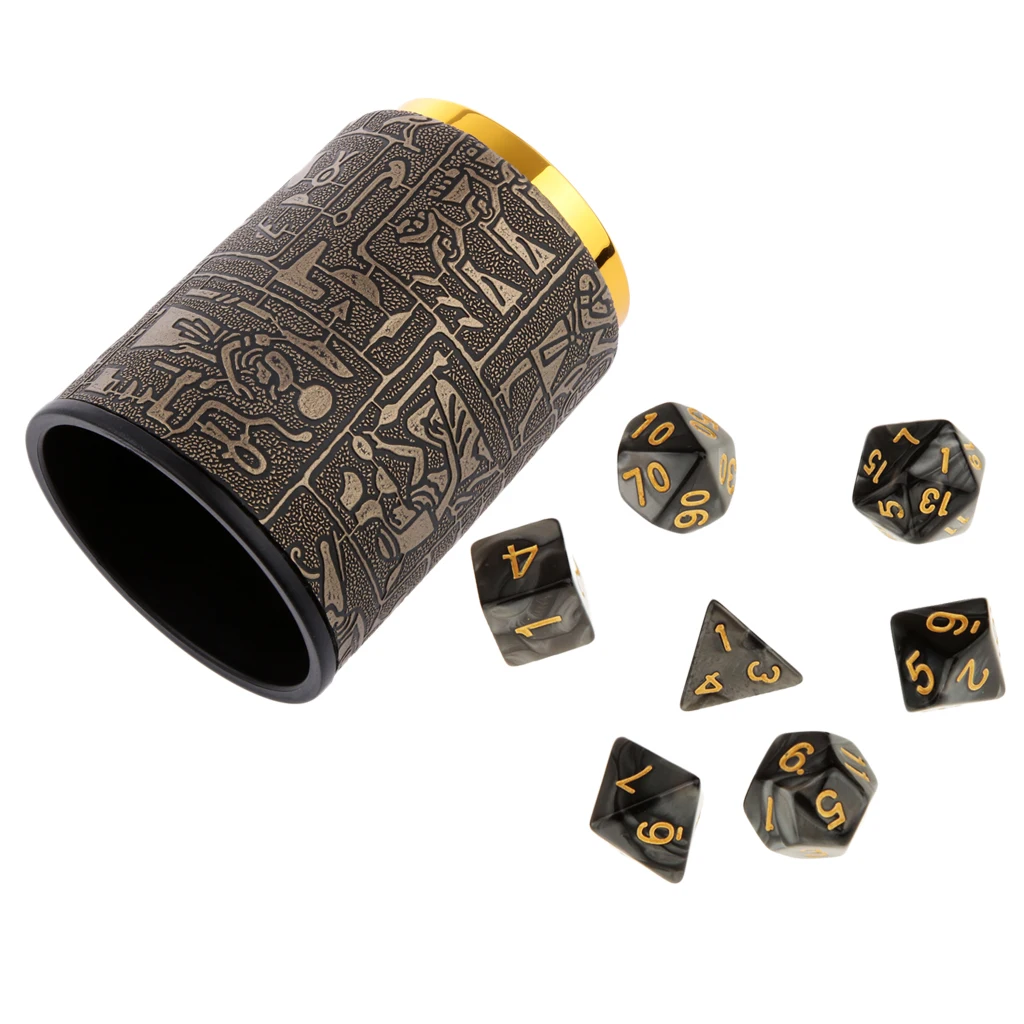 7 наборов многогранных игральных костей для подземелий и драконов DND RPG MTG + Dice Cup