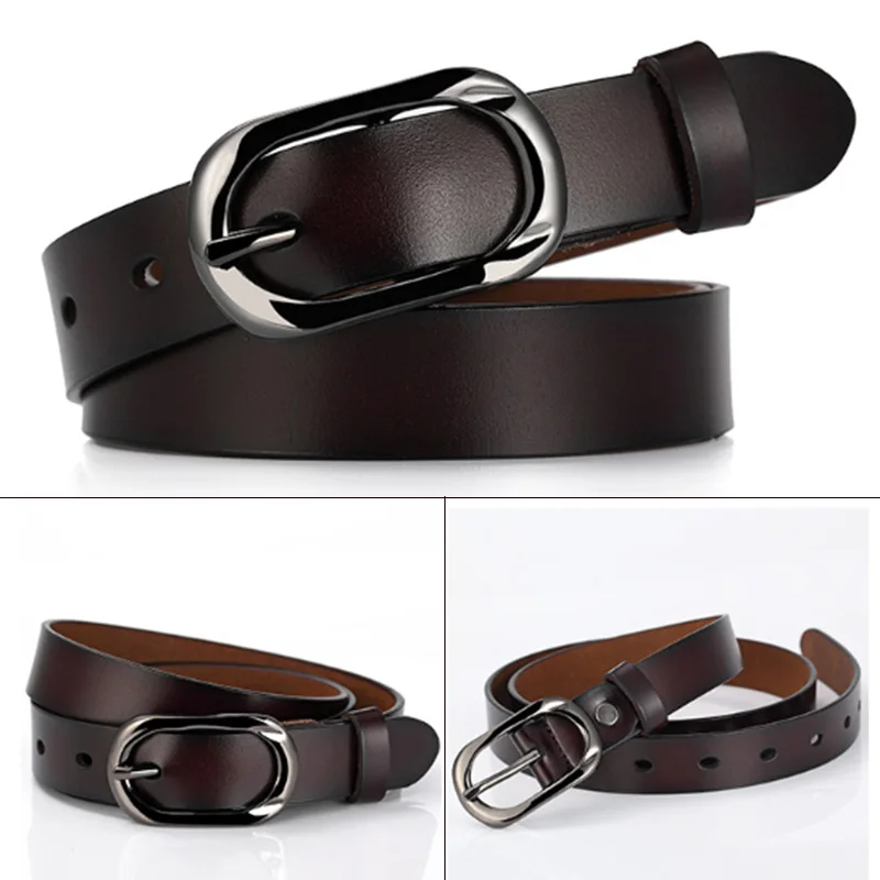 

Retro Female Jeans Belt with Pin Buckle,with Punch Pin Brown