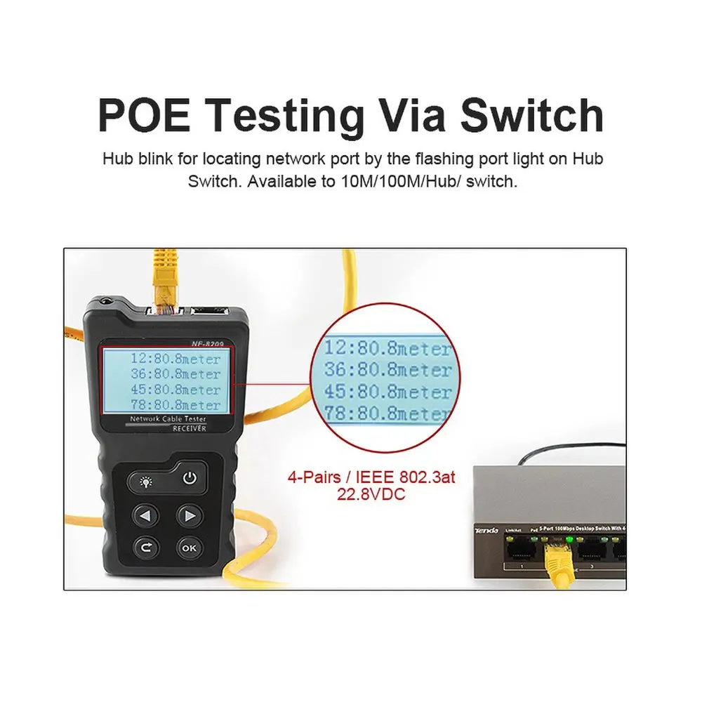 nf 8209 network cable tester digital line finder measure length lcd wire checker test network tool scan cable wiremap tester free global shipping