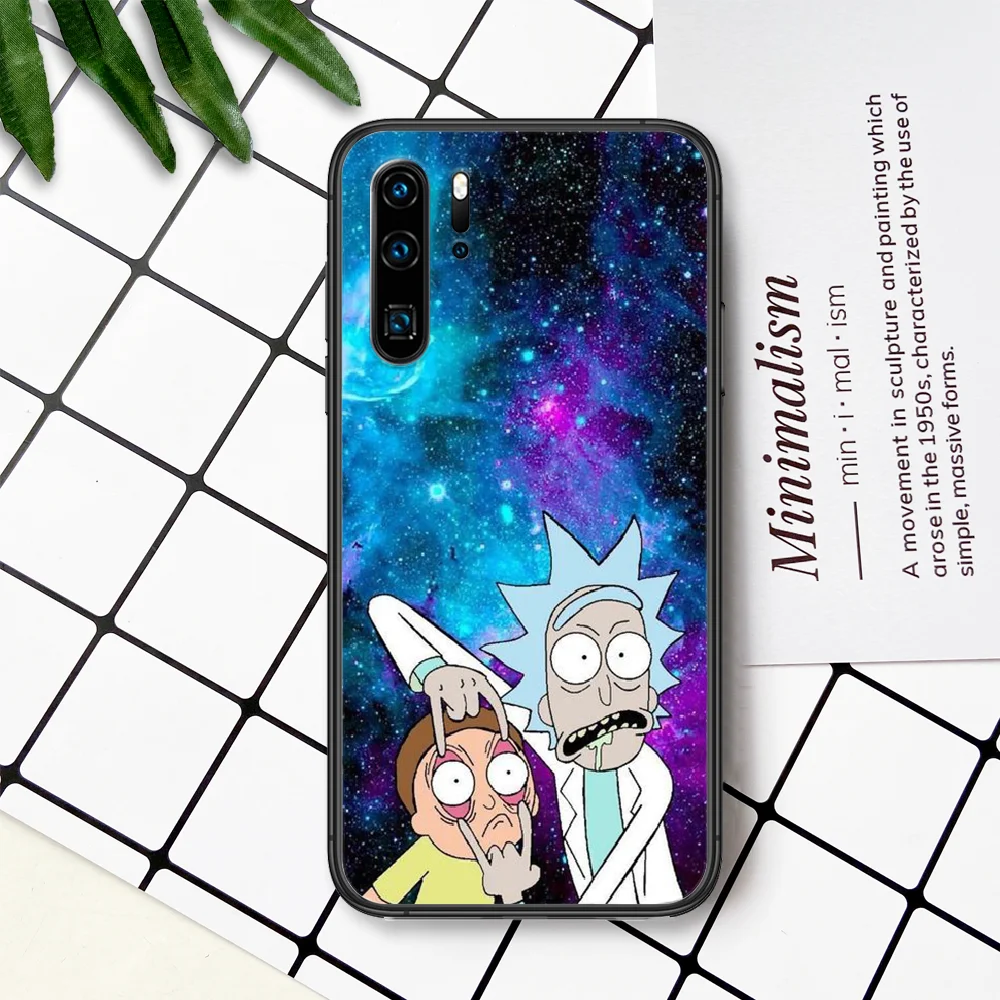 

Cartoon Cute Rick or Morty Phone Case For Huawei P Mate Smart 10 20 30 40 Lite Z 2019 Pro black Waterproof Painting Cell Fashion