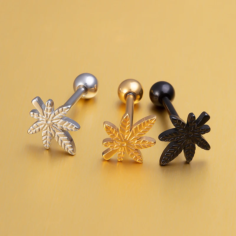 1 шт. Горшок Лист язык пирсинг кольцо Штанга из нержавеющей стали стержень