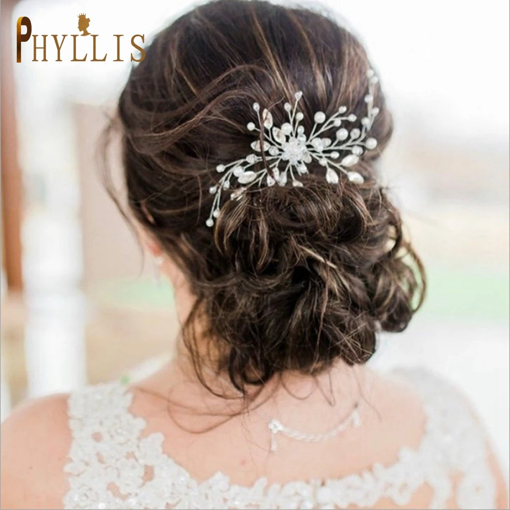 

A89 Bride Wedding Crystal Hair Pins Pearl Bridal Hair Pieces Bridal Hair Accessories Handmade Leaves Design Bridal Hair Clips