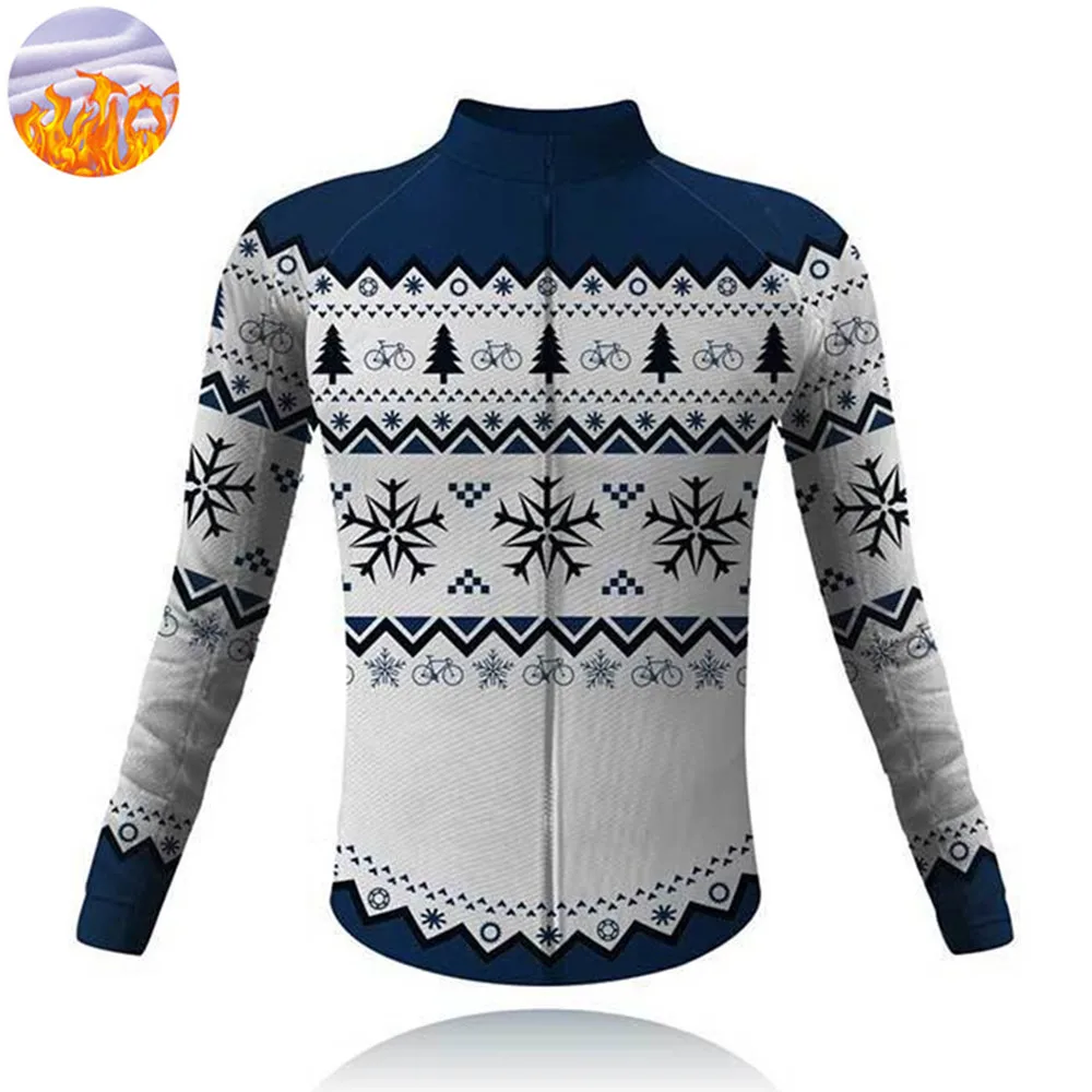 

Christmas Jersey 2022 Winter Thermal Fleece Bicycle Long Sleeve Cycling Jersey Men Team Outdoor Bike Clothing Ropa Ciclismo