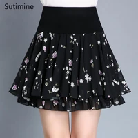 summer women skirts shorts high waist skirts a line floral printed cute sweet girls dance mini skirts kawaii plus size skirts