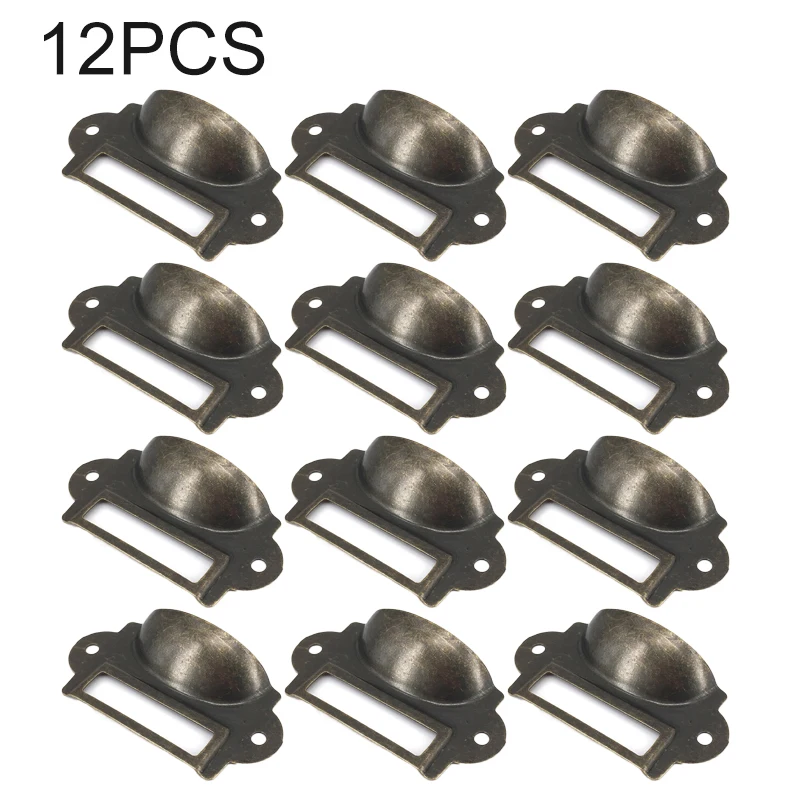 

12 Pcs B-388 Handles Name Card Cabinet Door Knob Frames Drawer Pulls Iron Set