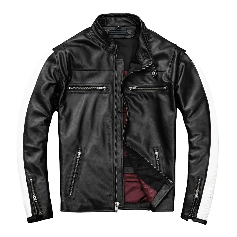 2020 Черная Мужская облегающая кожаная гоночная куртка размера плюс XXXXL из