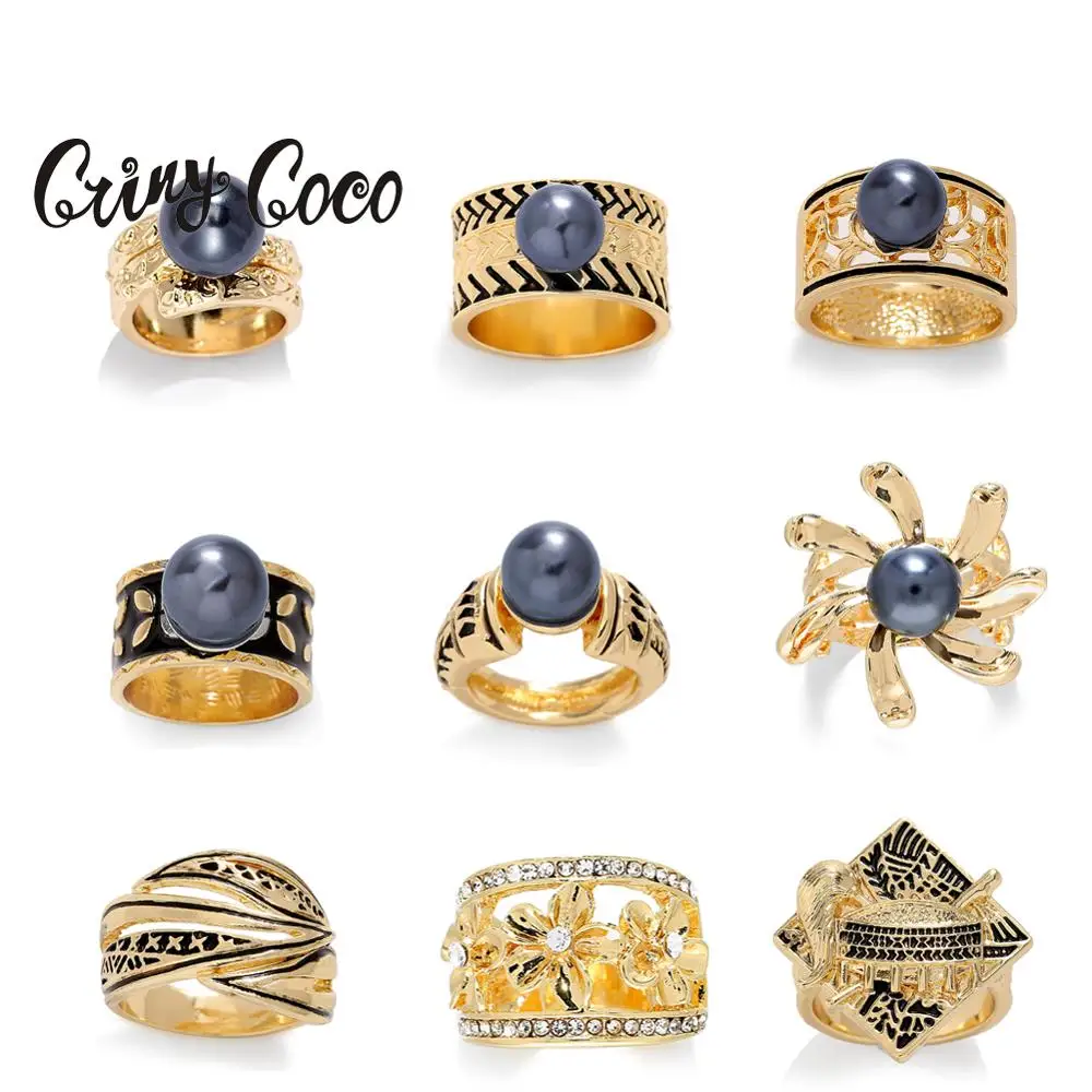 

2020 New Hawaiian Rings for Women Gold Color Flower Pattern Unusual Wedding Ring on Fingers High Quality Luxury Hotsale Jewellry
