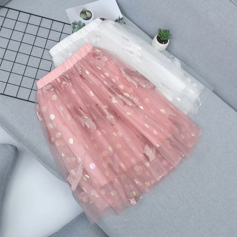 Rlyaeiz Toddler Teen Girl Skirts Children Clothes Girls Feather Mesh Tutu Puff Princess Skirt Kids Costume | Детская одежда и