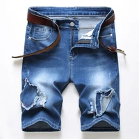 patchwork denim shorts mens ripped jeans shorts patch five point pants men chic washed stretch casual shorts streetwear