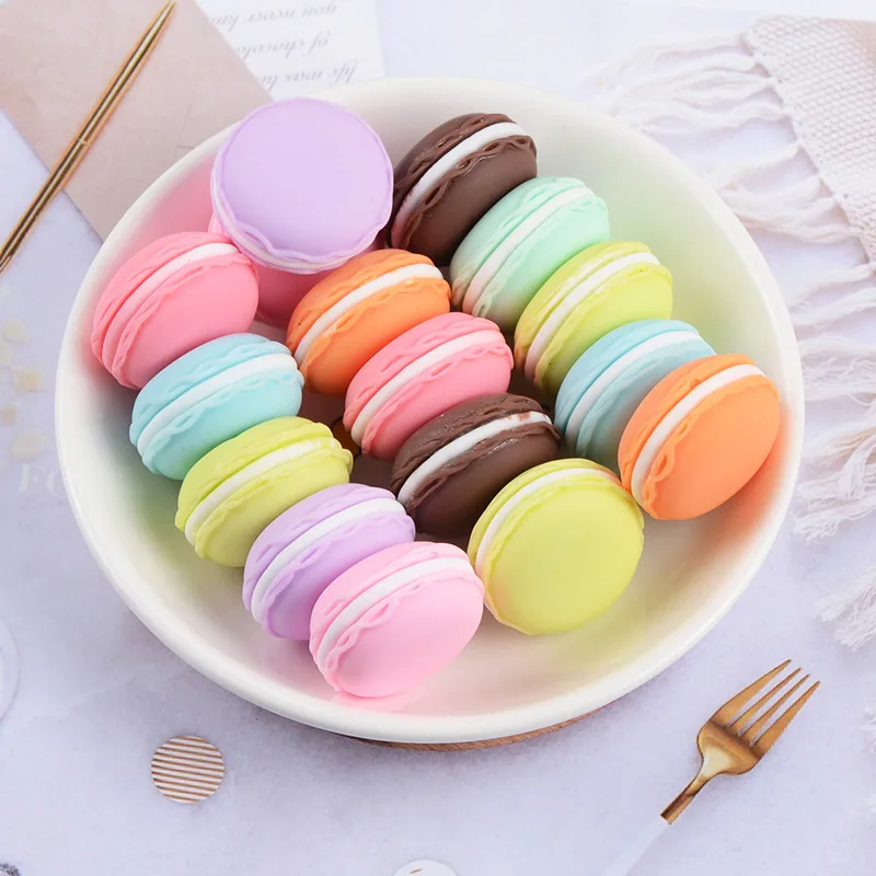 

10PC Simulation Miniature Macaron Flatback Resin Cabochon Fake Food Decoration Craft Embellishments for Scrapbooking Accessories