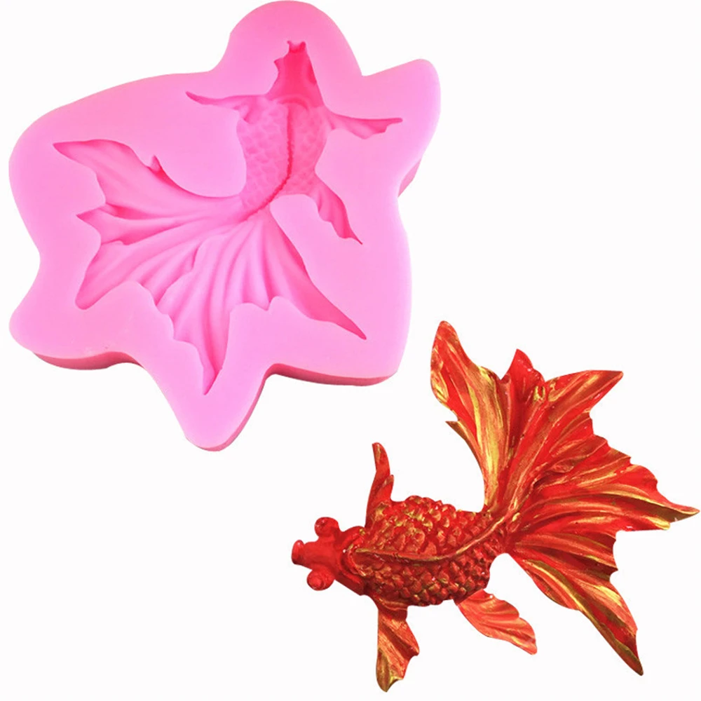 

3D Koi Carp Shaped Silicone Fondant Cake Decorating Mold Epoxy Resin Glue Chocolates Molds Baking Tools Kitchen Accessories