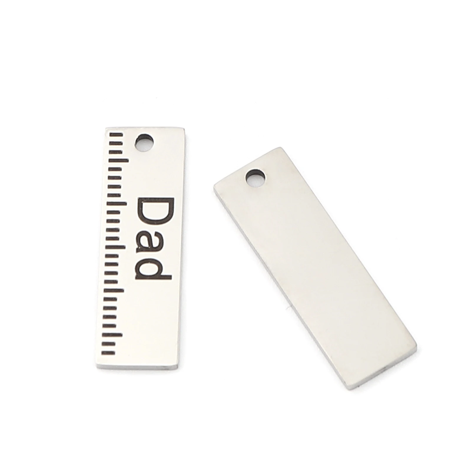 

3 шт измерительная линейка из нержавеющей стали Подвески Серебро Цвет сообщение "папа" Подвески 28 мм х 9 мм для "сделай сам", зажим для ожерель...