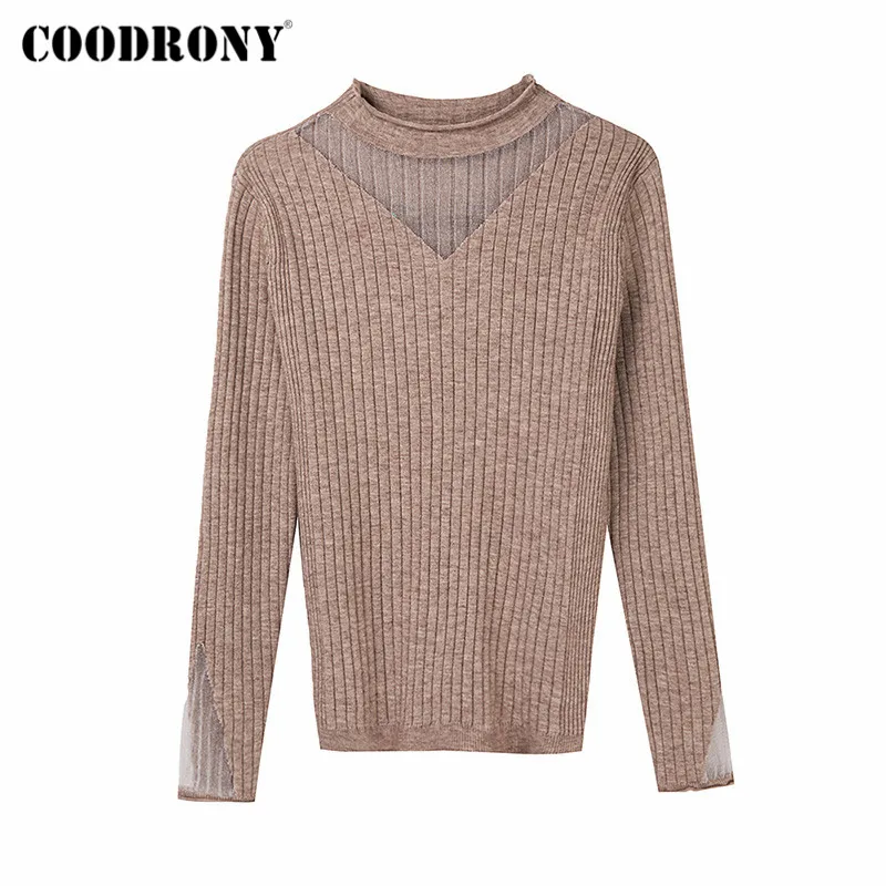 

COODRONY Brand Elegant Streetwear Fashion Female Knitted Soft Jumpers 2021 Spring Business Casual Womens Slim Sweaters W1365