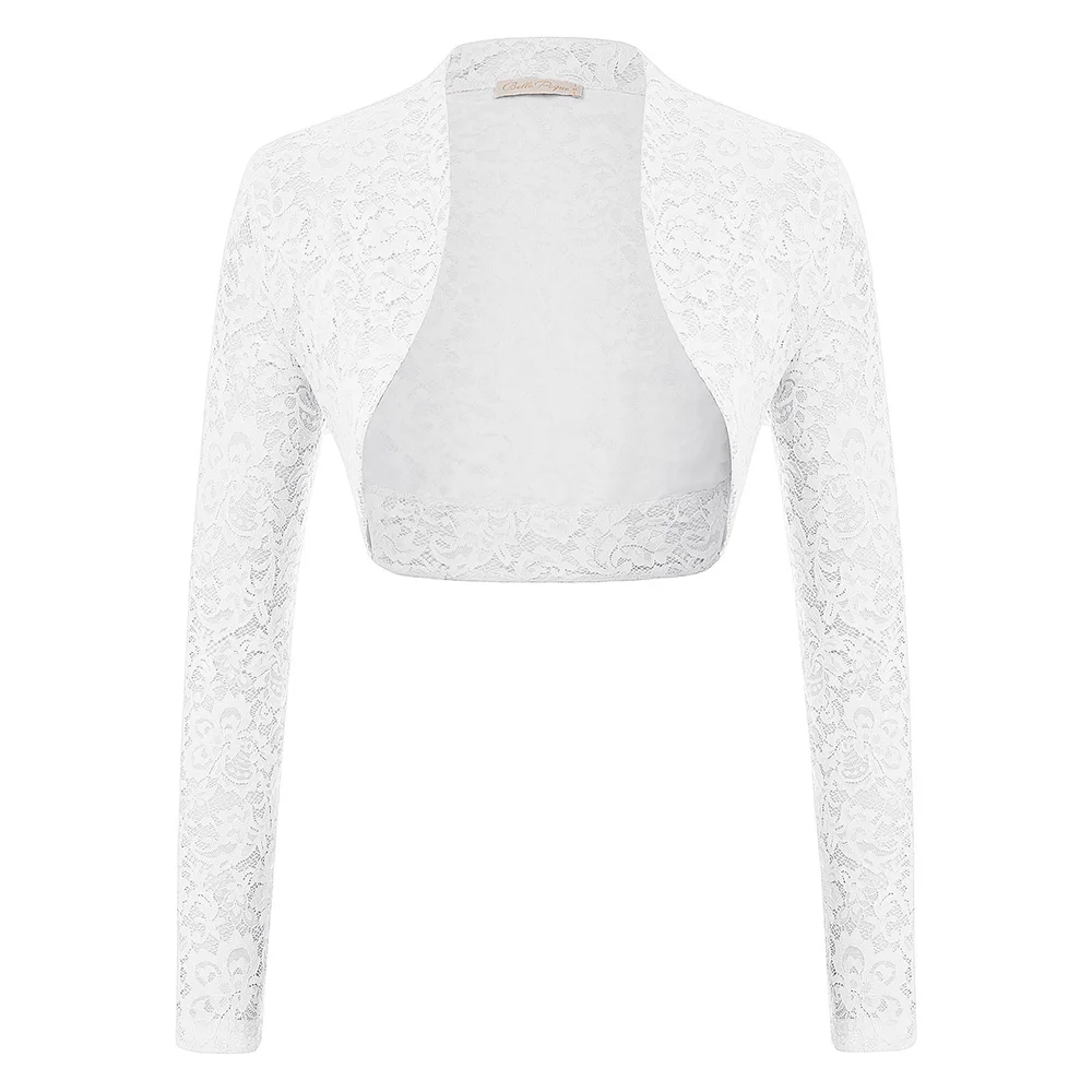 Женское винтажное кружевное болеро в стиле ретро короткий кардиган с длинным