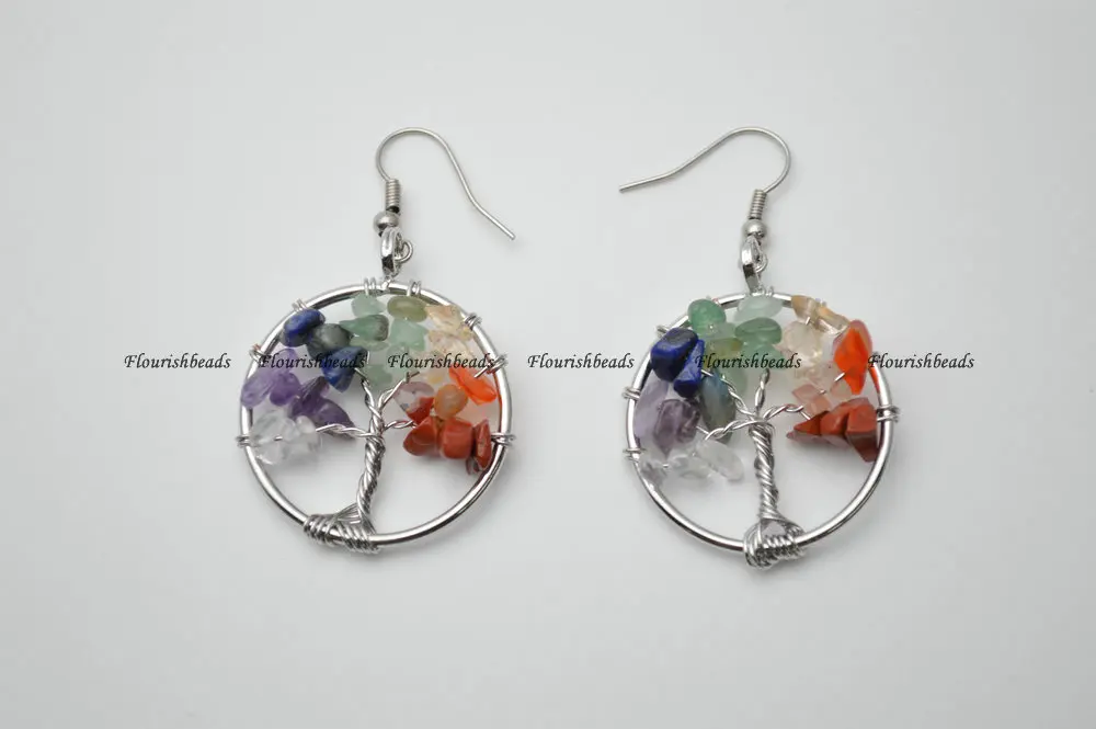 Микс из натурального камня чипсы чакры дерево жизни круглые очаровательные