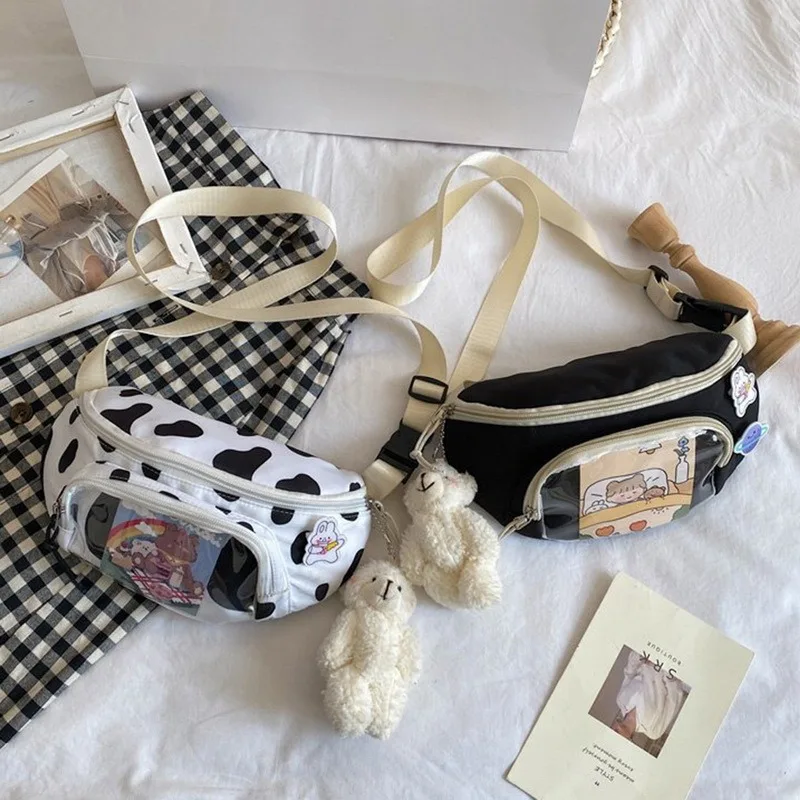 

Ladies Crossbody Chest Bag Transparent Pocket Display Anime Pins Dolls Waist Pack Kawaii Pendant Shoulder Chest Mini Bag